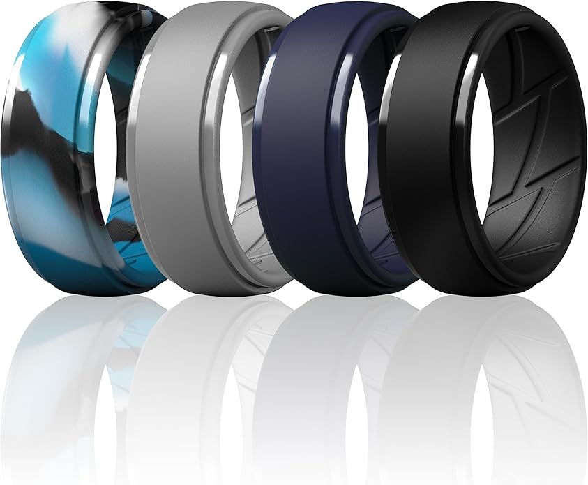 ThunderFit Men's Silicone Rings 10mm Wide 2.5mm Thick Rubber Bands, Breathable, Variety Multipack 1-10