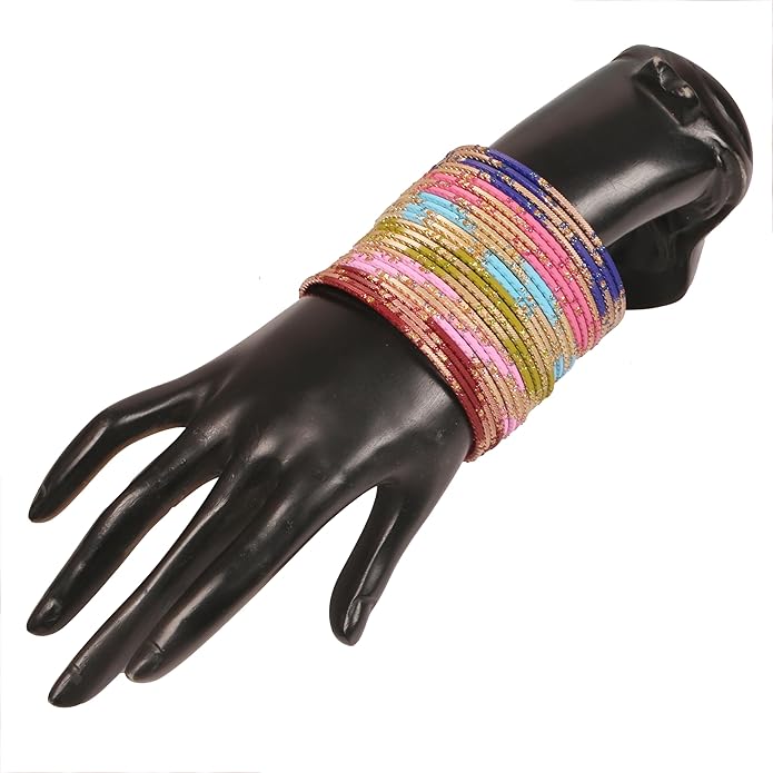 Touchstone indian bangles bracelets for women colorful churiyan set return gifts jewelry chudiya bulk pack bollywood metal bangle sets 12 textured vintage colors. Set of 144