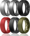Egnaro Silicone Rings for Men 1/4/5/6/7 Multipack of Breathable Mens Silicone Rubber Wedding Rings Bands - Step Edge