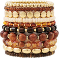 GOOJIDS Surfer Heishi Clay Bead Bracelets for Women Bohemian Stackable Gold Plated Beaded Stretch Bracelets Elastic Layering Friendship Bracelets Set Boho Jewelry