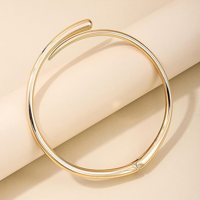 Gold Collar Necklace for Woman Bold Teardrop Necklace Chunky Necklaces for Women Statement Necklace for Women Open Cuff Design Fashion Jewelry Highly Polished Alloy