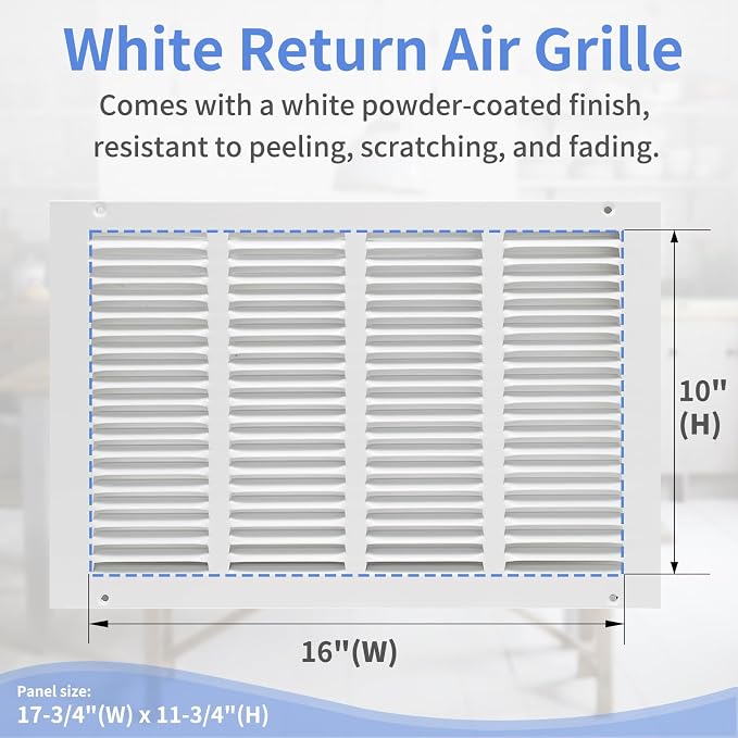 Howeall 16"W x 10"H Steel Return Air Grille, Air Return Vent Cover - Image 3