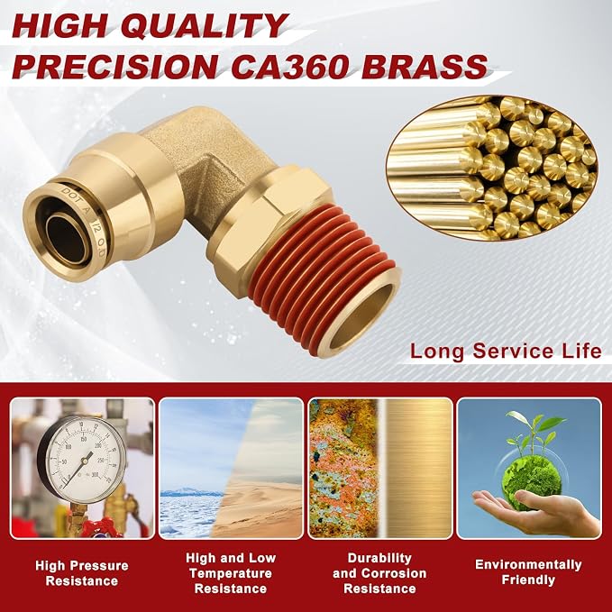 90° Swivel Male Elbow, 1/2" Tube x 1/2" NPT, DOT Approved 5PCS | - Image 2