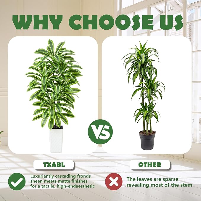 Artificial Yellow Dracaena Tree Indoor, 5FT Tall Fake Floor Plants - Image 8