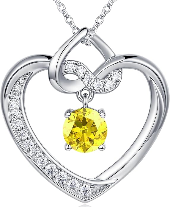 Heart Birthstone Necklaces Gifts for Women Wife, Jewelry for Women Wedding Anniversary Birthday Gifts for Wife Girlfriend Mom Christmas Valentines Gifts S925 Sterling Silver
