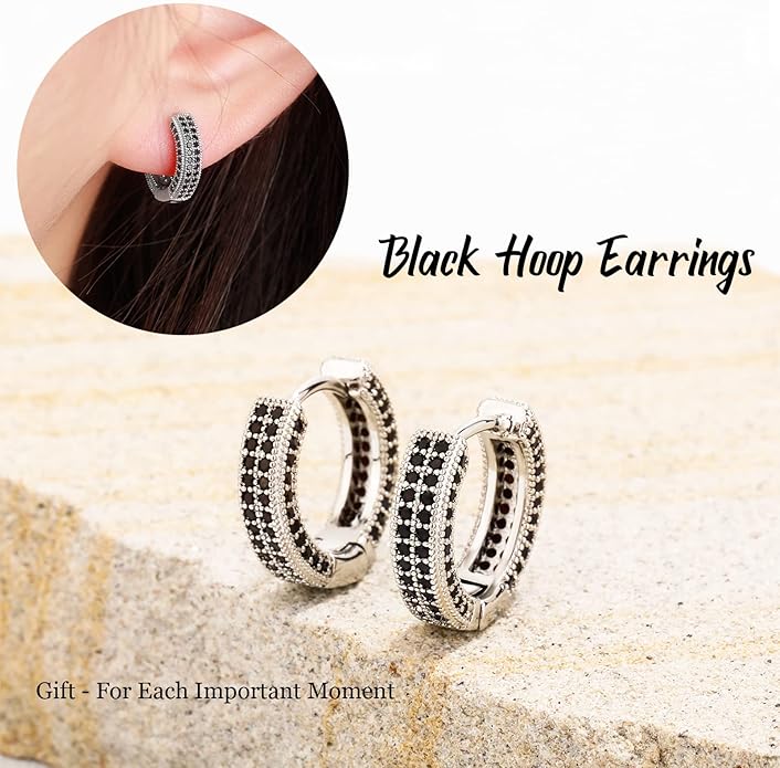 TOPGRILLZ Iced Out Hoop Earrings Cubic Zirconia Huggie Cartilage Cuff Hypoallergenic 14K Gold Plated Luxury Fashion Round Circle Earrings For Men Women