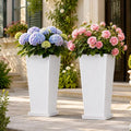 24" Tall Planters for Outdoor Plants Set of 2 Square Fluted, TallIndoor Flower by NicBex