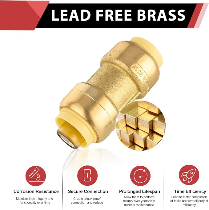 6piece EFIELD 3/4 Inch Straight Coupling Push-Fit Fitting | Connect Pex - Image 3