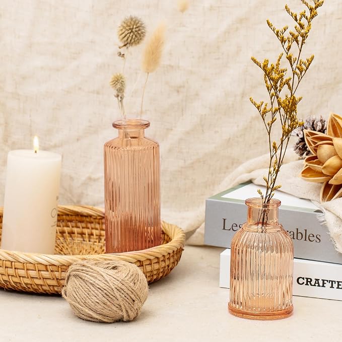Clear Amber Gold Glass Bud Vase Set of 22 Pcs, Small Bud Vases in Bulk - Image 9