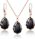 Linawe Crystal Jewelry Sets for Women, Imitation Diamond Pendant Necklace, Rhinestone Drop Dangle Earrings, Birthstone Cubic Zirconia Matching Wedding Jewelry, 14K Gold/Rose Gold/Silver Tones