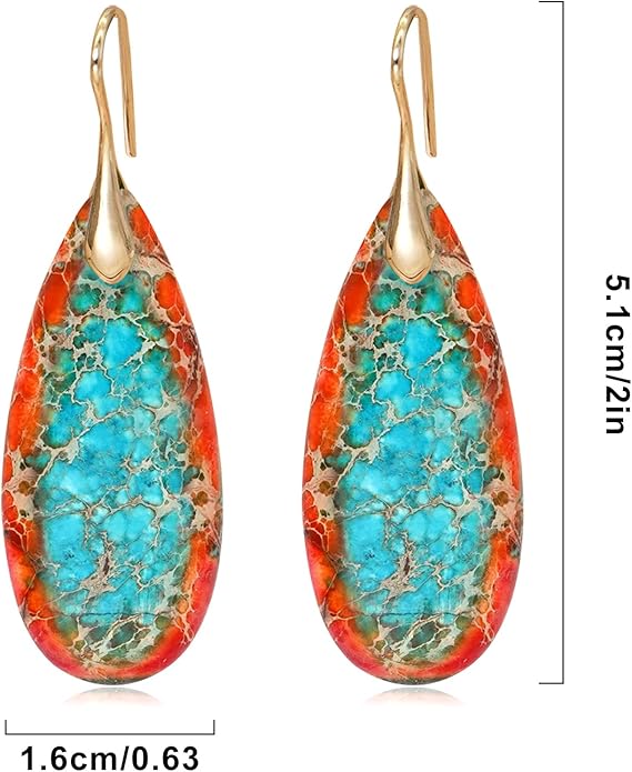 Natural Stone Earrings Waterdrop Stone Dangle Earrings for Women