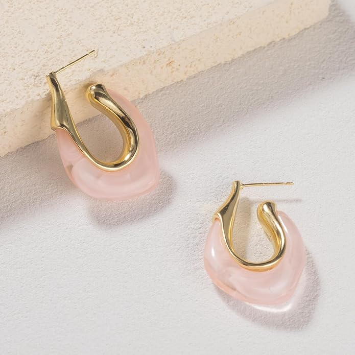 Acrylic Hoop Earrings Chunky Huggie Statement Vintage Earrings Cute Resin Drop Earring Trendy Jewelry Gifts for Women