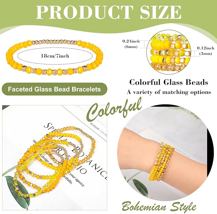 Kigeli 60 Pcs Bohemian Beaded Bracelets for Women Stackable Multi Layer Statement Sparkly Bulk Colorful Boho Crystal Stretchy Bracelet Set Jewelry Gifts