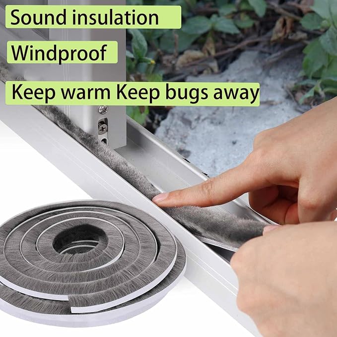 ZOMPAGO Brush Weather Stripping Door Window Sealing, 0.6 in x0.4 x 32.8 FT | - Image 8
