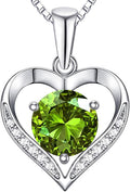 Heart Moissanite Birthstone Necklaces Anniversary/Birthday/Best Friend/Girlfriend/Wife Gifts for Her 925 Sterling Silver Pendant Necklace for Women