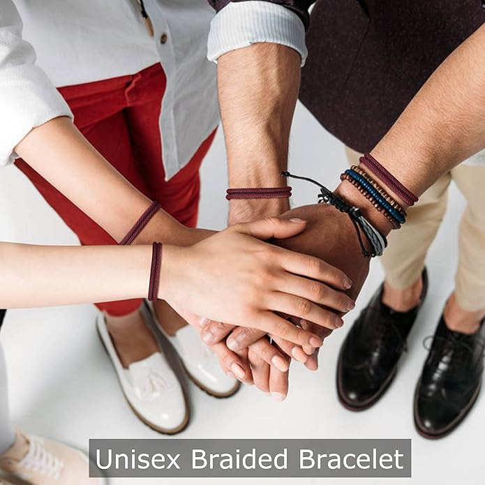 TempBeau Nautical Braided Rope Bracelets Set - 6 Pcs Adjustable Braided Cord Bracelet, Handmade Navy Marine String Bracelet with Metal Knot, Men Women Braided Bracelets Gifts