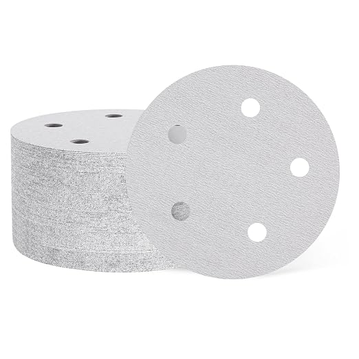HARFINGTON 50 Pcs 5 Inch Sanding Disc 5 Hole 320 Grit White Aluminum Oxide | by HARFINGTON