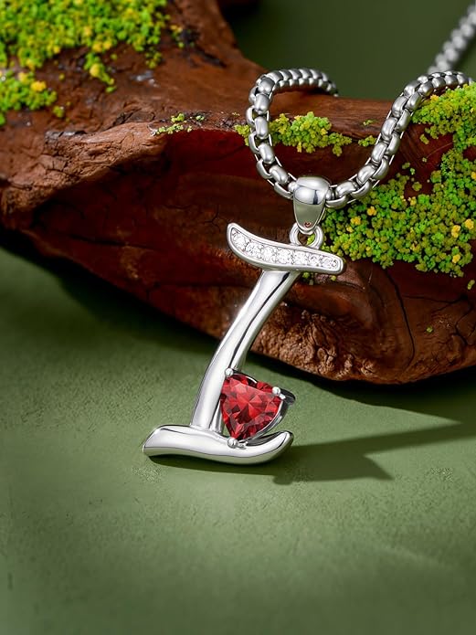 Valentines Day Gifts for Women Alphabet A to Z Initial Birthstone Pendant Necklaces for Women - 18k White Gold Plated Personalized Name Jewelry Valentine Mothers Day Birthday Gifts for Women Her Girlfriend