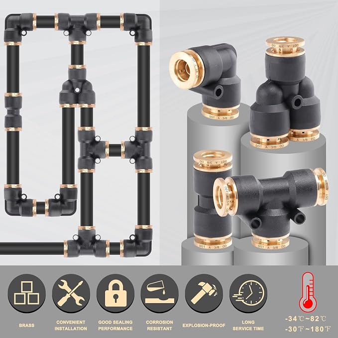 CheeMuii 39 PCS DOT Air Line Fittings Kit 1/4 3/8 1/2 Quick Connect Fitting | - Image 5