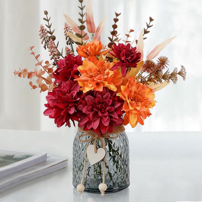Fake Fall Flowers in Vase, Faux Flowers in Vase, Fall Floral Arrangement by LEFTOVER