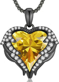 CDE Valentines Day Gifts for Women Angel Wings Necklace for Women with Birthstone, Love Heart Silver Tone/Gold Tone Pendant, Ideal Anniversary or Birthday Jewelry Gifts for Wife Girlfriend Her