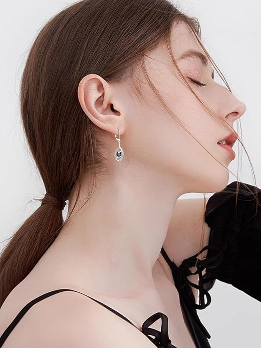 Tahitian Black Pearl Earrings Gifts for Women Wife Celtic Dangle Drop Earrings Wedding Birthday Anniversary Jewelry Valentines Christmas Day Gifts 925 Sterling Silver
