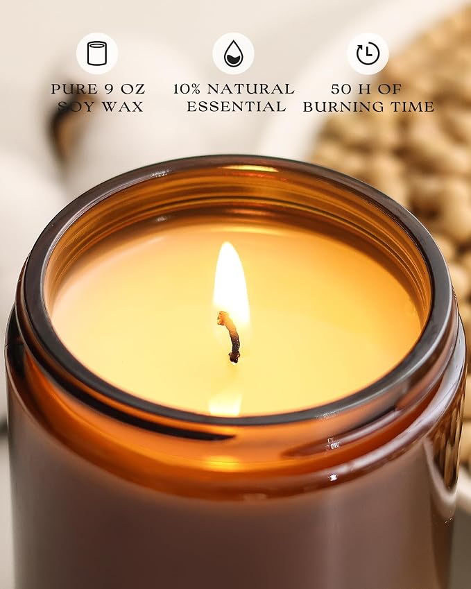 AOOVOO Apple Cinnamon Candle - 9 oz Scented Candles - Image 3