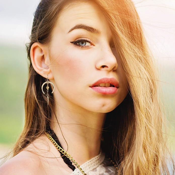 SPUNKYsoul Earring Crescent Horn and Faceted for Women