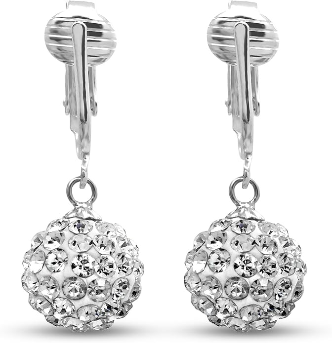 Silver Clip On Earrings For Women, They Look Pierced, Don't Pinch & Won't Fall Off, Hypoallergenic & Lightweight