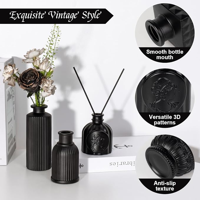 Black Glass Bud Vase Set of 22 Pcs, Small Bud Vases in Bulk, Glass Crystal - Image 8