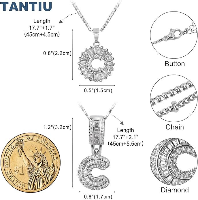 14K Gold Plated Alphabet Necklace Cubic Zirconia Letter Pendant, Personalized Name Jewelry Gift for Women, Customizable A-Z, Birthday/Mothers Day Gifts for Womens