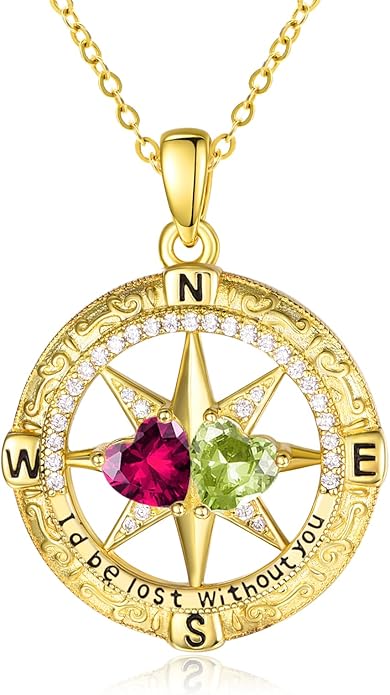 Valentine's Day Gifts for Wife 925 Sterling Silver Double Birthstone Pendant Necklaces I Love You for Always and Forever Necklace Anniversary Birthday Gifts for Wife Girlfriend Mom Her