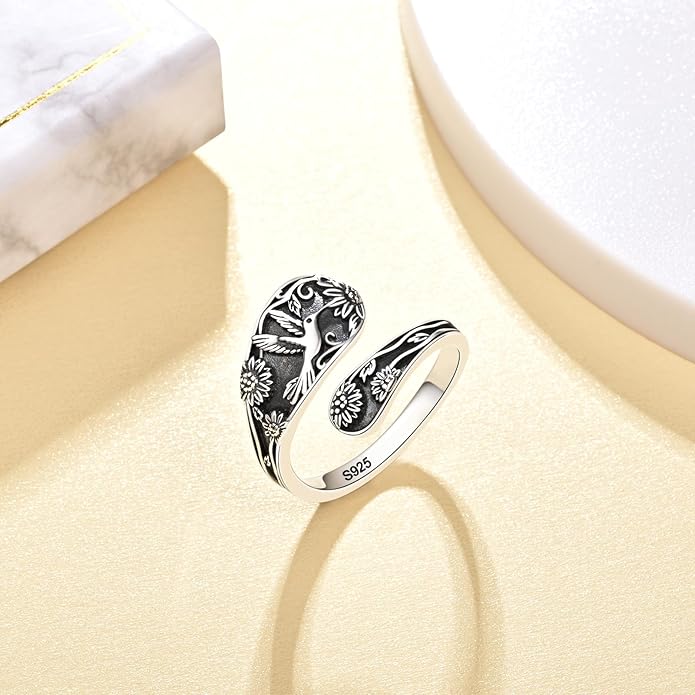 Spoon Ring for Women - Sterling Silver Thumb Vintage Antique Spoon Ring Boho Victorian Jewelry