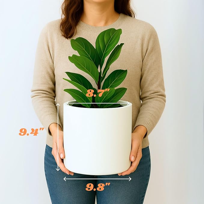 Fox & Fern Large Planter for Indoor or Outdoor, Matte White, 10 Inch | UV & - Image 6