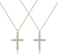 Crown Cross Necklace for Women, 14K Gold Silver Cubic Zirconia Crown Cross Necklace, Diamond Gold Silver Cross Necklaces, Dainty Cross Faith Simple Trendy Charm Jewelry Gift for Women