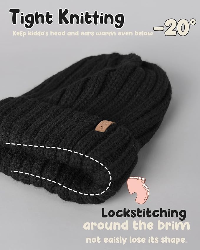 FURTALK Kids Winter Hat Toddler Knitted Beanie with Faux Fur Pom Poms for Baby Girls Boys