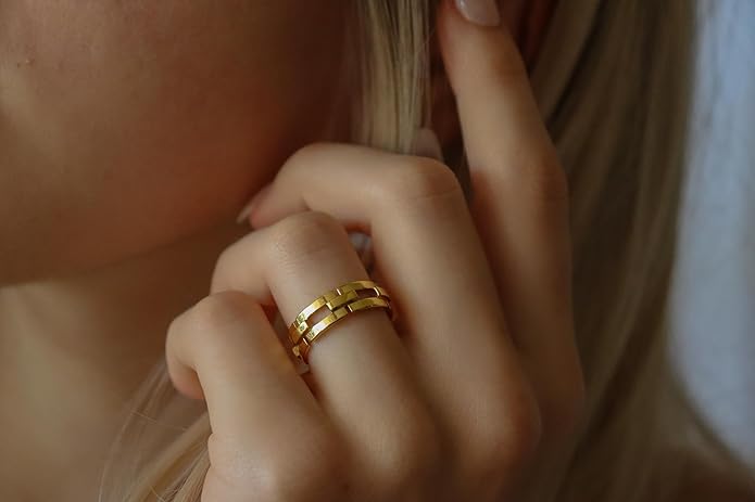Elegant 18K Gold Plated Stainless Steel Ring – Fine Metal-Plated Jewelry with Durable, Scratch-Resistant Design for Daily Wear & Special Occasions