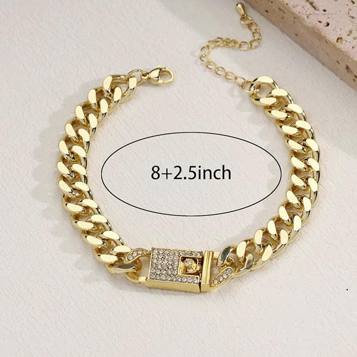 14K Gold Anklets for Women Waterproof Rhinestone Ankle Bracelet Layered Cuban Link Chain Diamond Anklet Beach Jewelry for Women