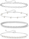Zeffy Gold Pearl Beaded Bracelet for Women, 14K Gold Plated Jewelry Set With Paperclip Link Chain, Trendy Stack Bracelets