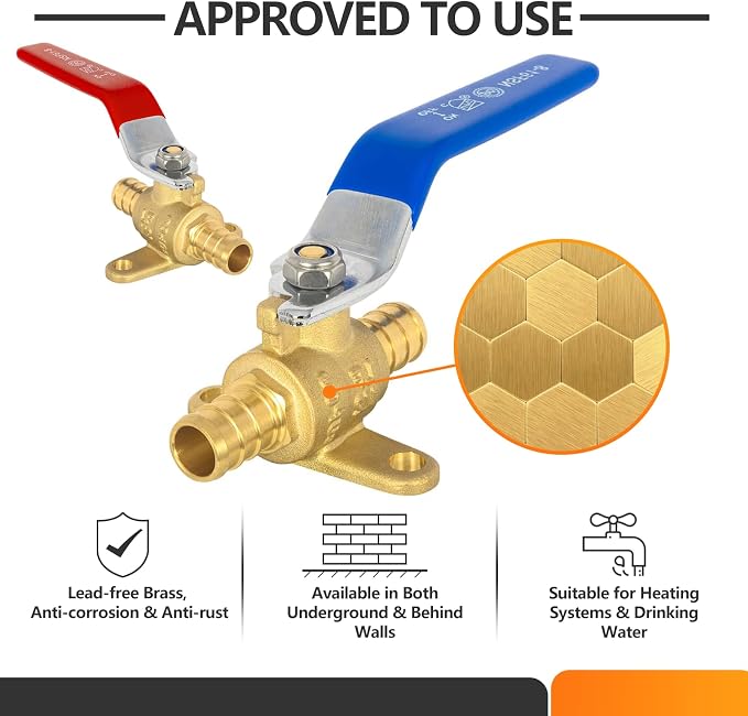 2PC HeSun 1/2 Inch PEX Ball Valves - Image 2