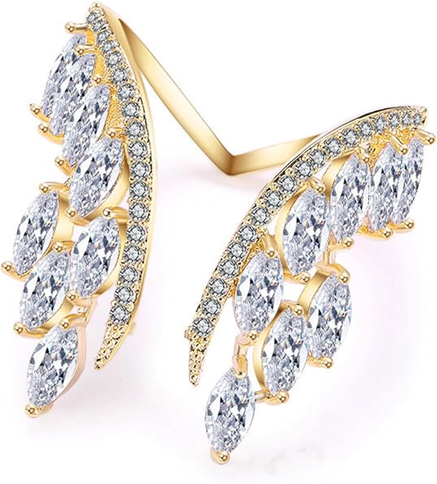 18K Gold Plated Rings for Women and Teen Girls Non Tarnish Cubic Zirconia Fidget Ring Butterfly/Snake/Mesh/Cross/Crown Knuckle Ring Open Adjustable Statement Stacking Chunky Rings