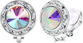 Clip on Dance Earrings for Women Crystal Halo Rhinestone Earrings for Competitions Performance Stage Wedding Party