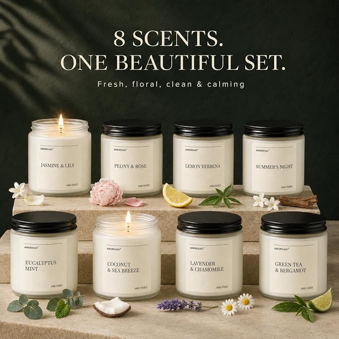 Scented Candles Gift Set for Women, 8 Pack Soy Wax Jar Candles | 28 oz Total - Image 3