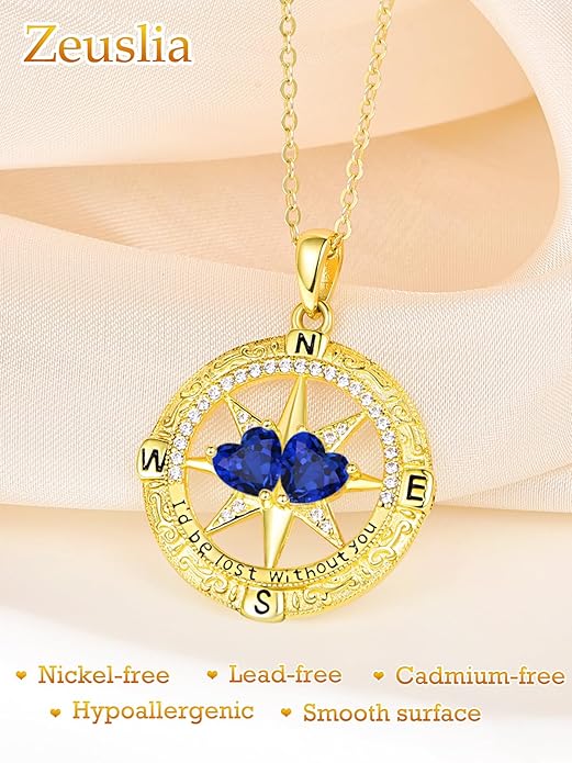 Valentine's Day Gifts for Wife 925 Sterling Silver Double Birthstone Pendant Necklaces I Love You for Always and Forever Necklace Anniversary Birthday Gifts for Wife Girlfriend Mom Her