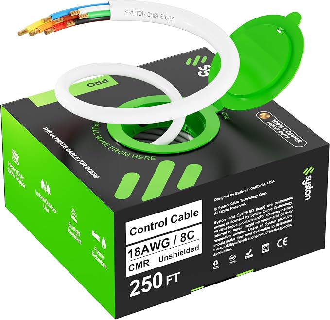 Syston 18/8 Low Voltage Security Sound Alarm Cable 250 ft 18 AWG 8 Conductors - Image 2
