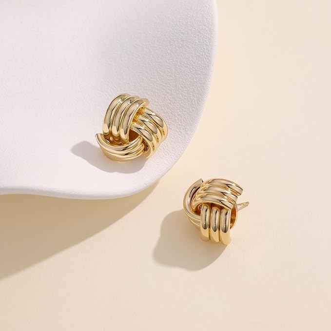 Knot Link Circle Dangle Earrings for Women, Geometric Drop Studs Earrings, Trendy Jewelry
