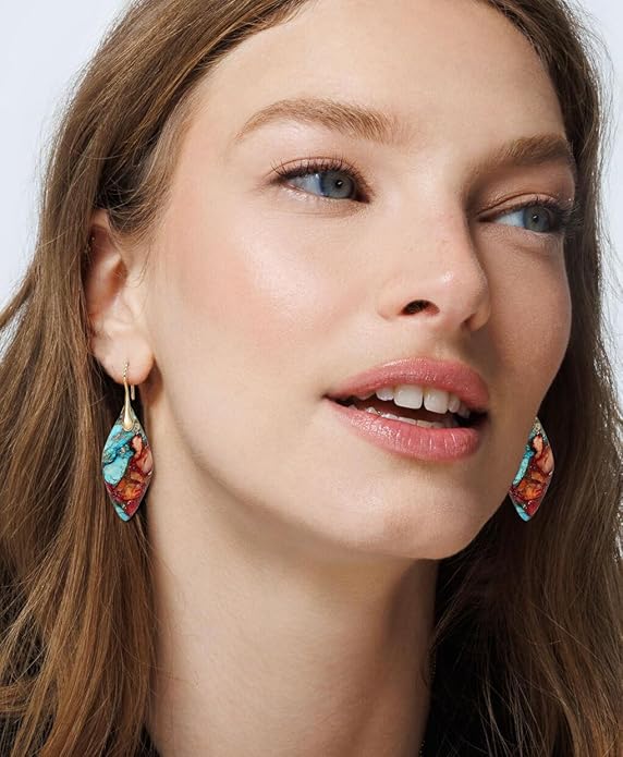 Natural Stone Earrings Multishape Dangle Drop Earrings Boho Stone Earring for Women