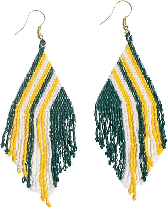 INK+ALLOY Game Day Earrings for Women, Luxe Beaded Fringe Earrings for Football Gameday Outfits, Handmade Jewelry for College Students, Team Gifts, Teachers, Football Moms