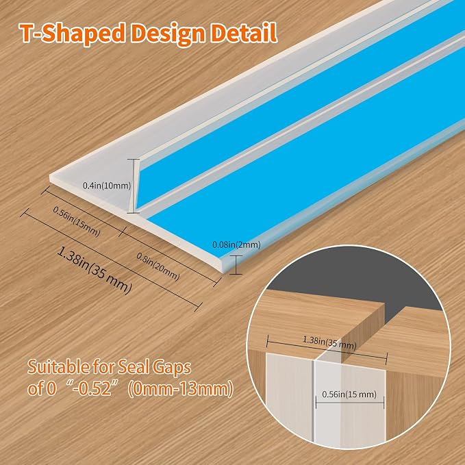 T-Shaped Rubber Weather Stripping Door Seal Extra Thick 2mm, 1.38 in x 50 Ft - Image 6