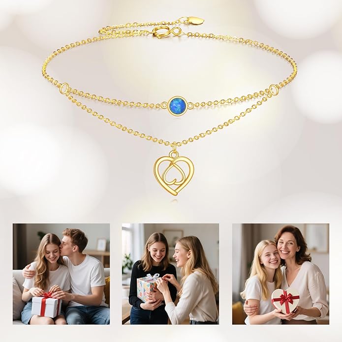 Solid 14K Gold Cross/Heart Anklet for Women, Real Gold Cross Bracelet Adjustable Beach Foot Ankle Bracelet Religious Fine Jewelry Gifts for Her Wife Mom Nana